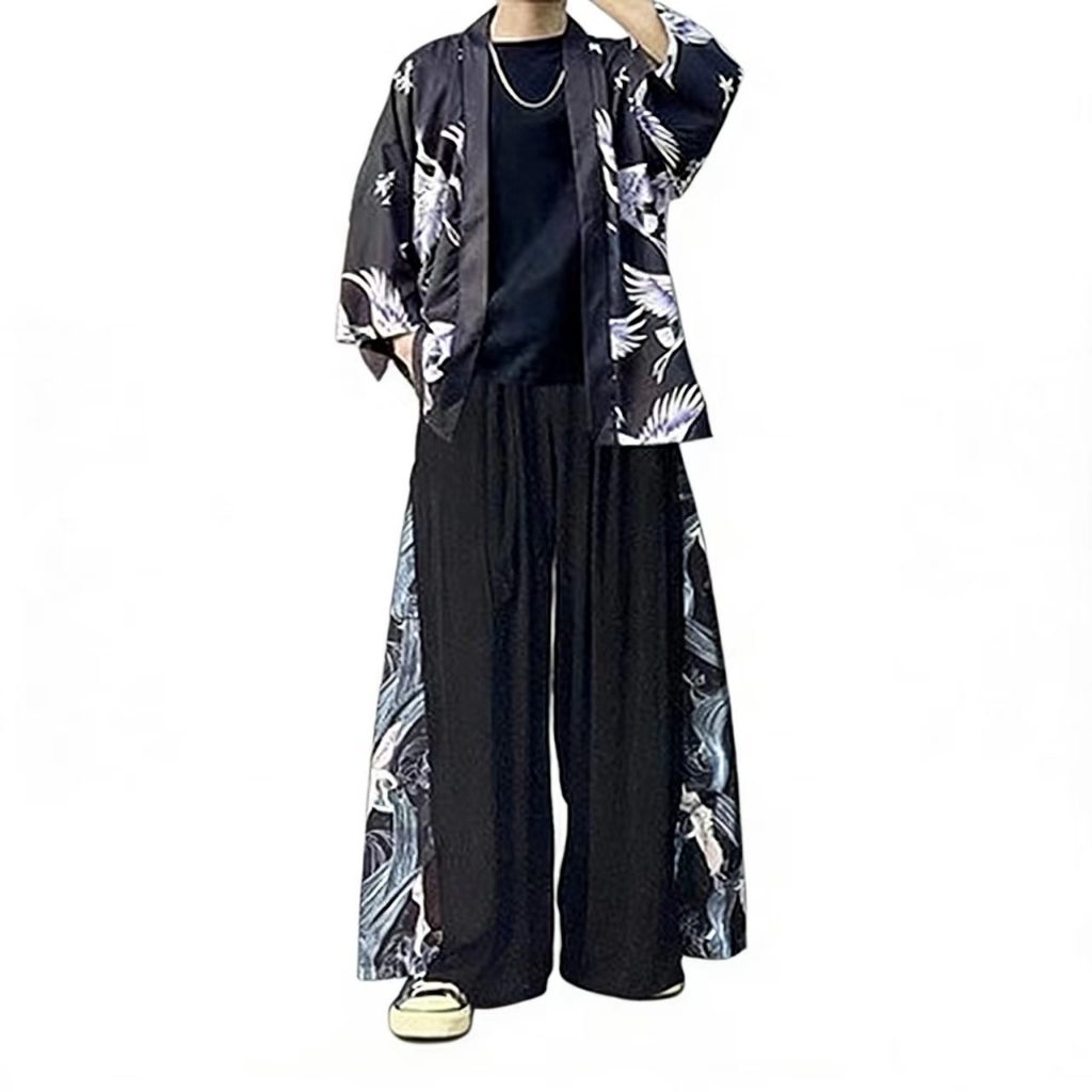 Set Jubah Taoist Tiga Potong untuk Pria, Set Hanfu Lengkap, Setelan Tang Musim Panas, Pakaian Gaya