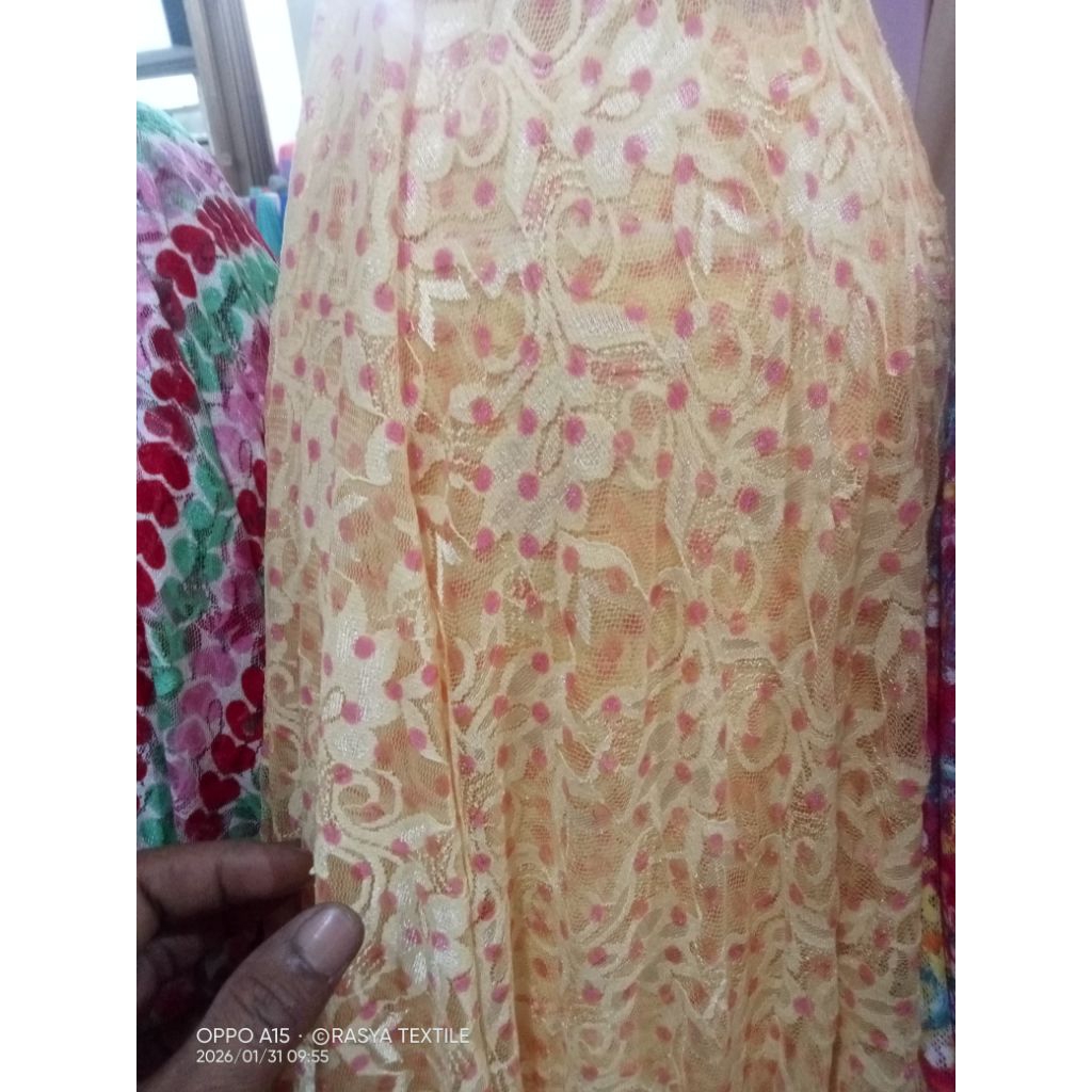 bahan brukat spandek Korea bahan brukat tile premium bahan brukat tile motif bahan brukat tile meter