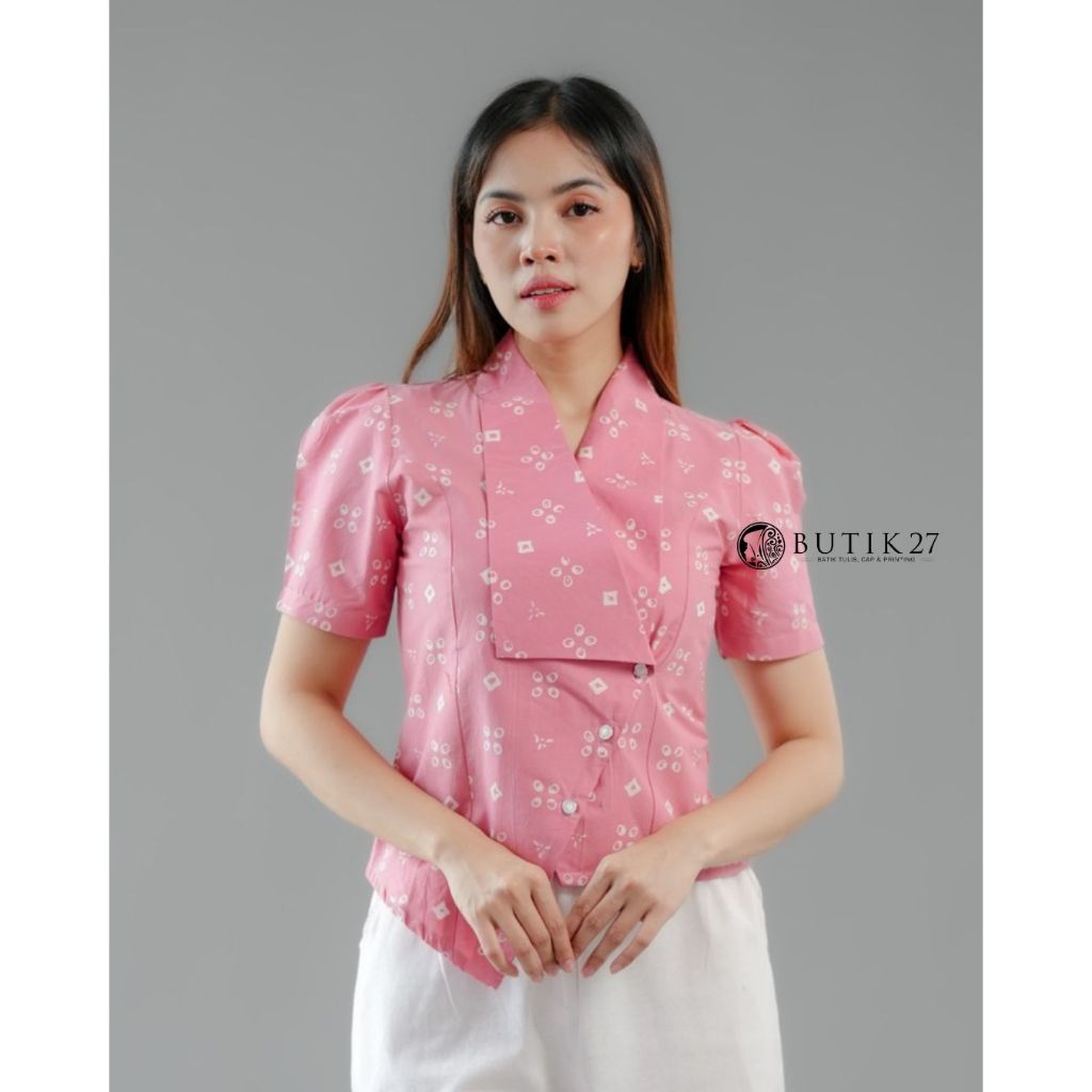 BUTIK27 - Bonnie Blouse Batik Pink- Navy