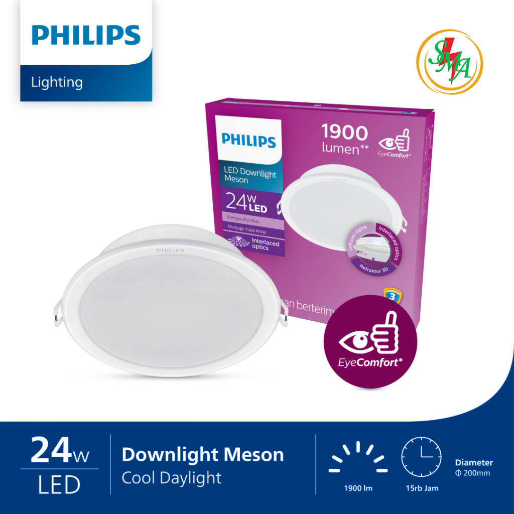 Lampu Plafon Philips 24 Watt 24W Downlight Meson  Inbow Bulat Tanam - Cahaya Putih (6500K)