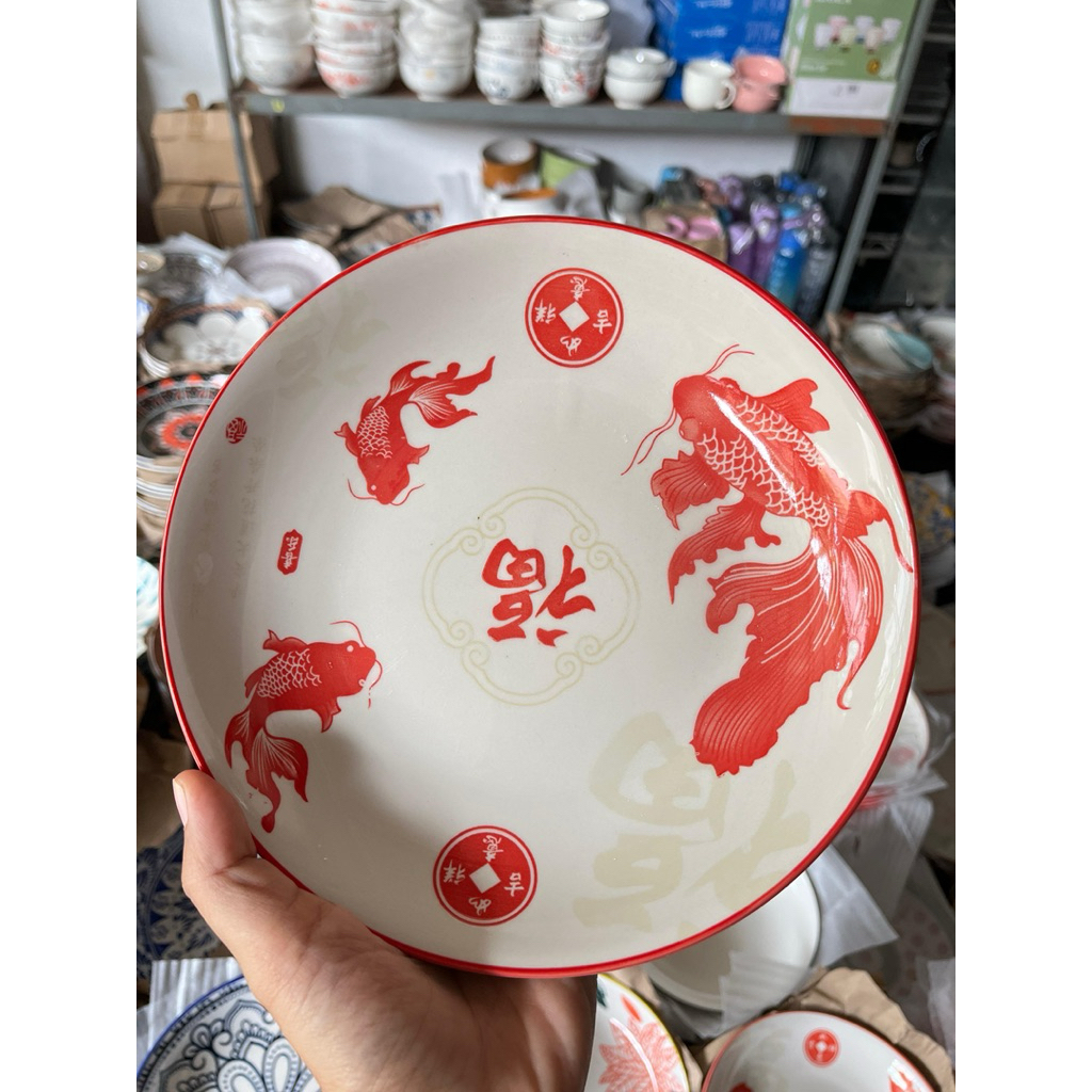 Piring Keramik Korea Tahan Panas Motif Kartun 20cm