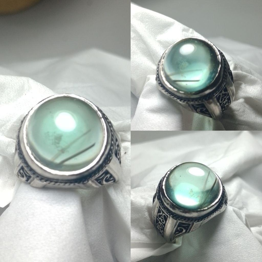 Batu cincin natural kinyang daun unik rambut dlm batu Vv66