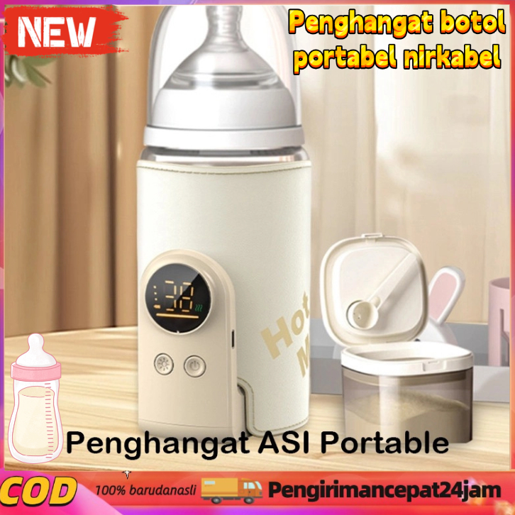 Penghangat Botol Susu Wireless Portable Warming Bottle Power Bank Putih Gading, 6000 Mah