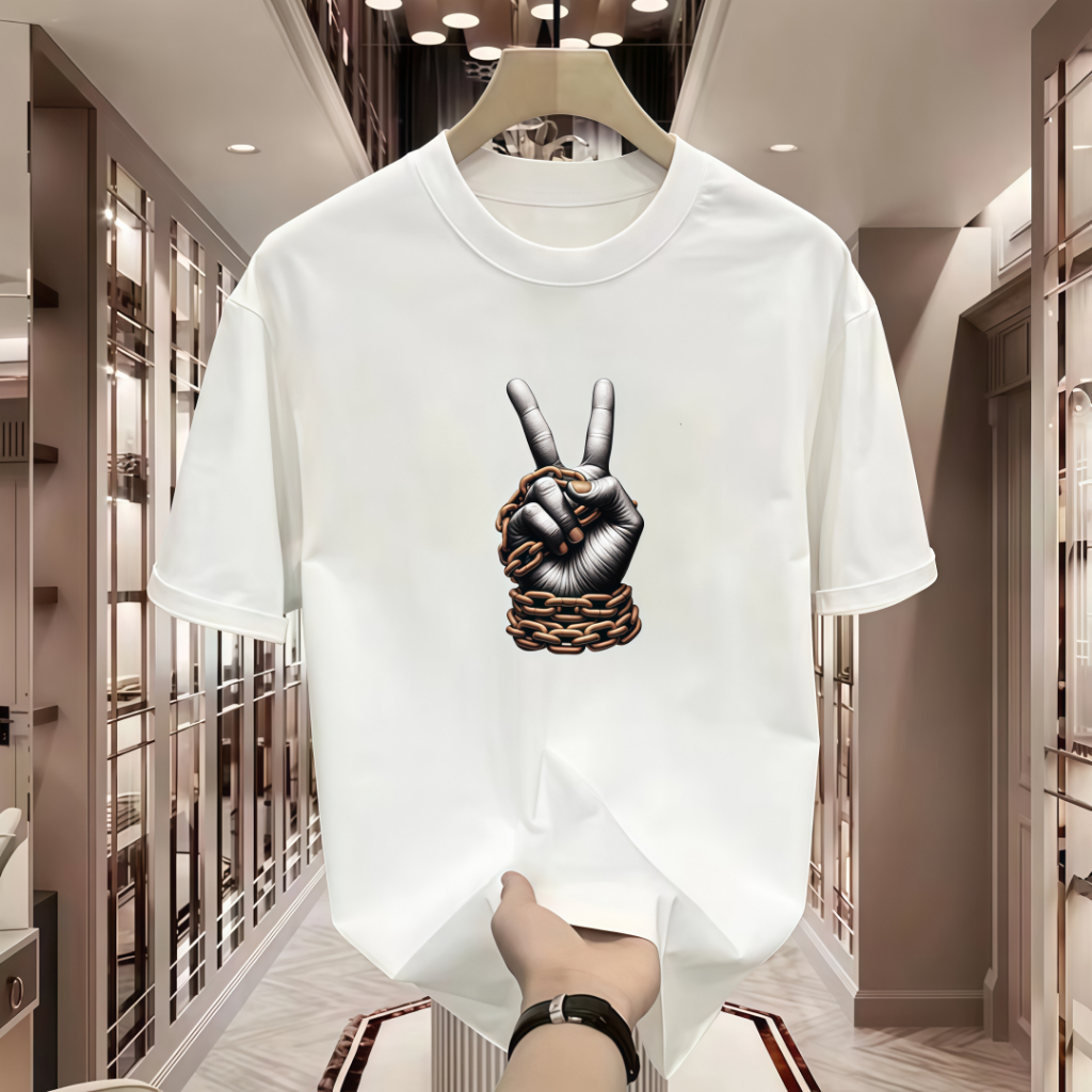 (COD)   Kaos Pria Katun Viral Instagram ~ Tanda Damai Retro Amerika