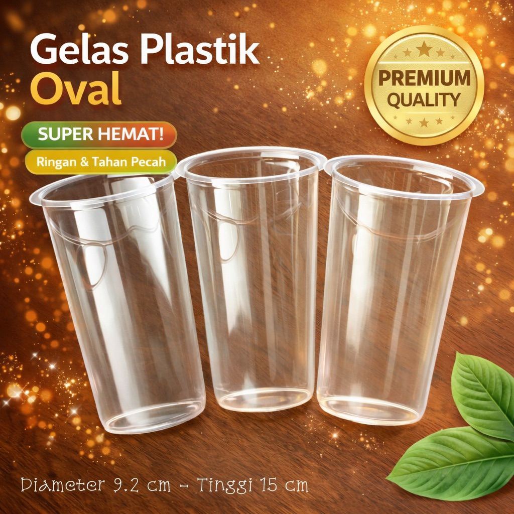 Gelas Plastik 22oz TEBAL isi 50pcs 22oz OVAL U cup 22oz