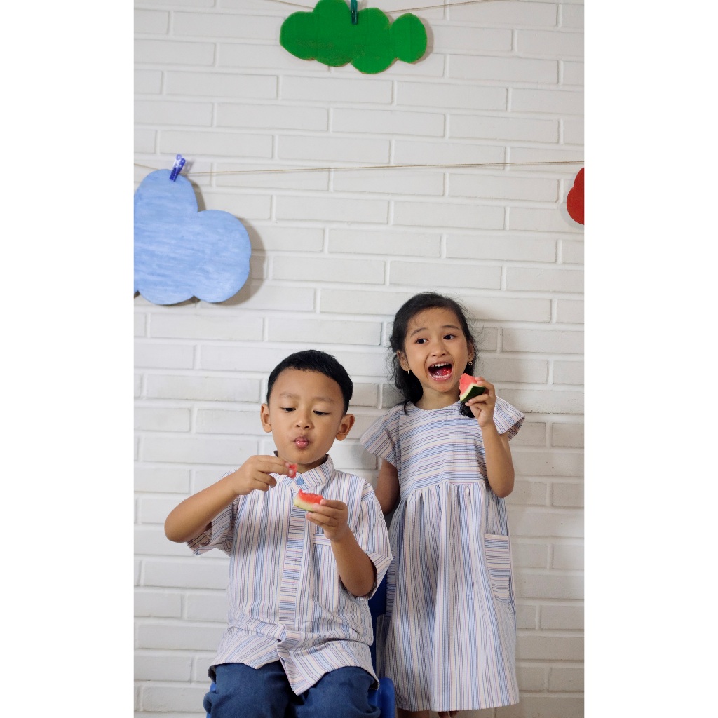 SEA YOYA - PECO Dress - Baju Cotton Crinkle Stripe Bayi Anak Perempuan
