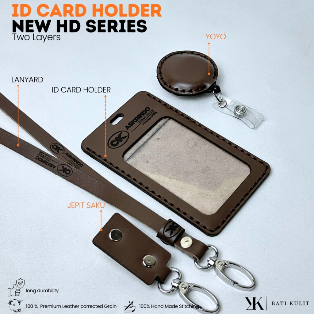 Id Card Holder Kulit Premium Lanyard Nametag Free Custom