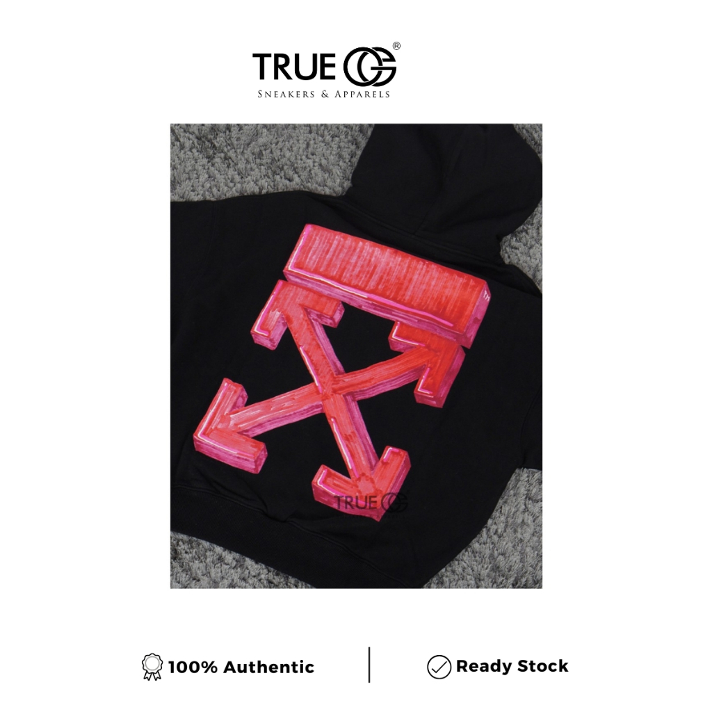 Off  White Marker Over Hoodie Black Red