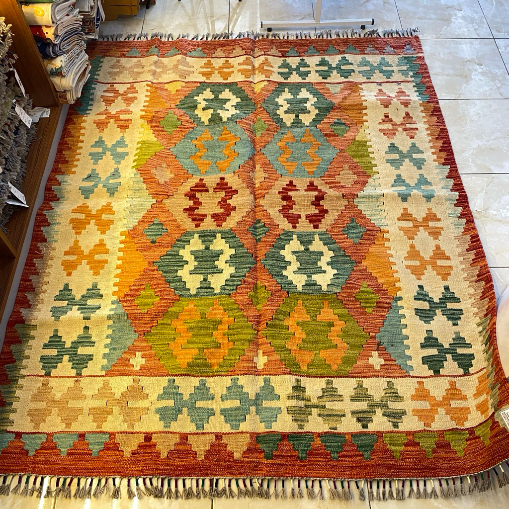 B87 KILIM TURKI 100% HANDMADE 184x151cm / KILIM KARPET TURKI ORI LIMITED
