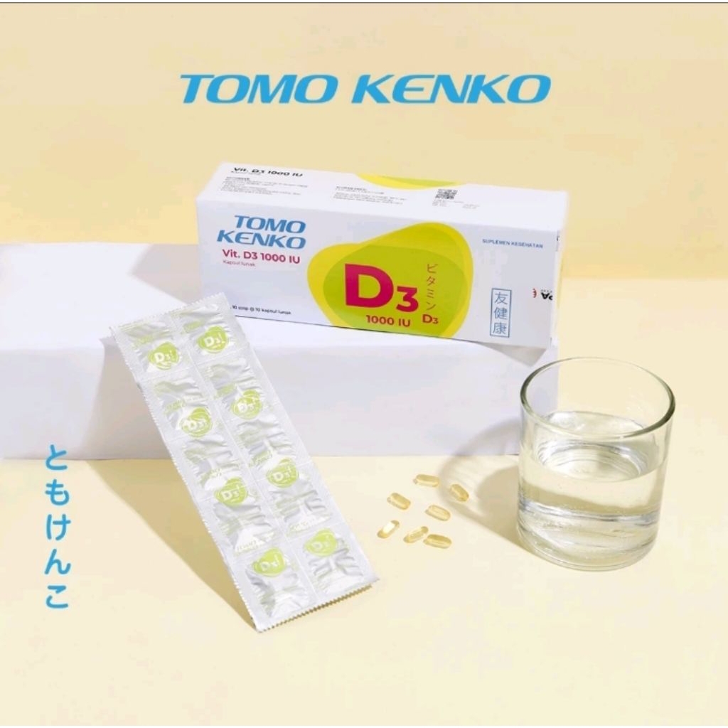 TERMURAHH TOMO KENKO Tomo Kenko Vitamin D3 1000 IU Kemasan Strip 10 Soft Capsule