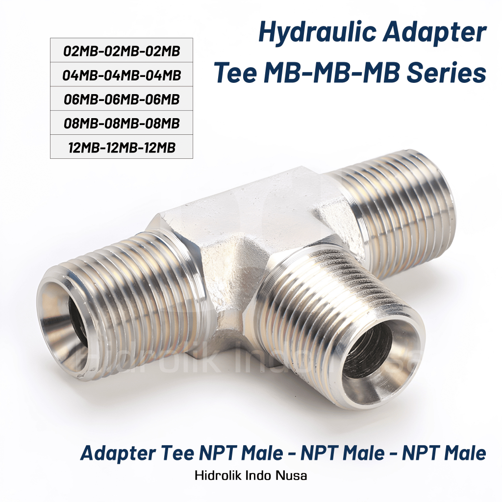 Hydraulic Adapter Tee MB-MB-MB ( Size 1/8" - 3/4" ) / TEE MBX3 Carbon Steel / Drat (MB / NPT / BSPT 