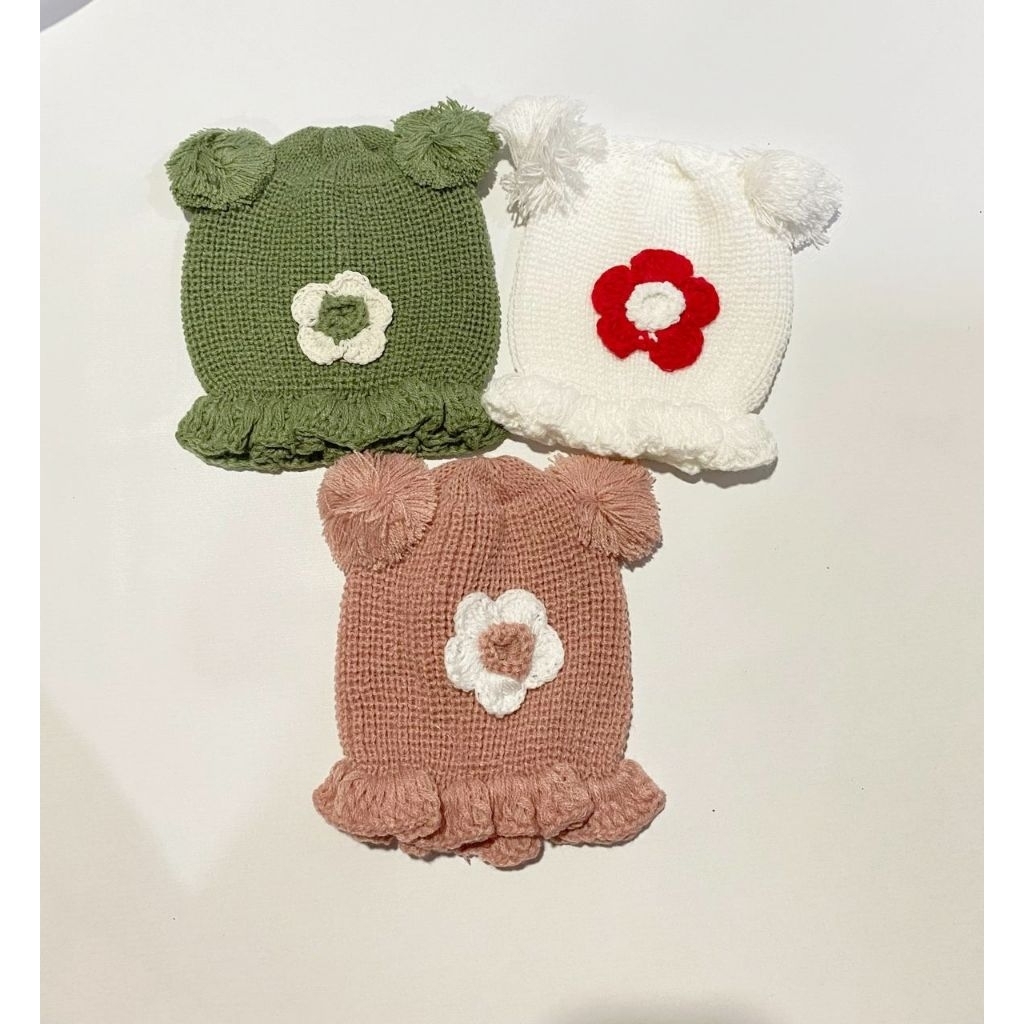 topi kupluk bayi perempuan / topi rajut bayi perempuan / topi baby perempuan