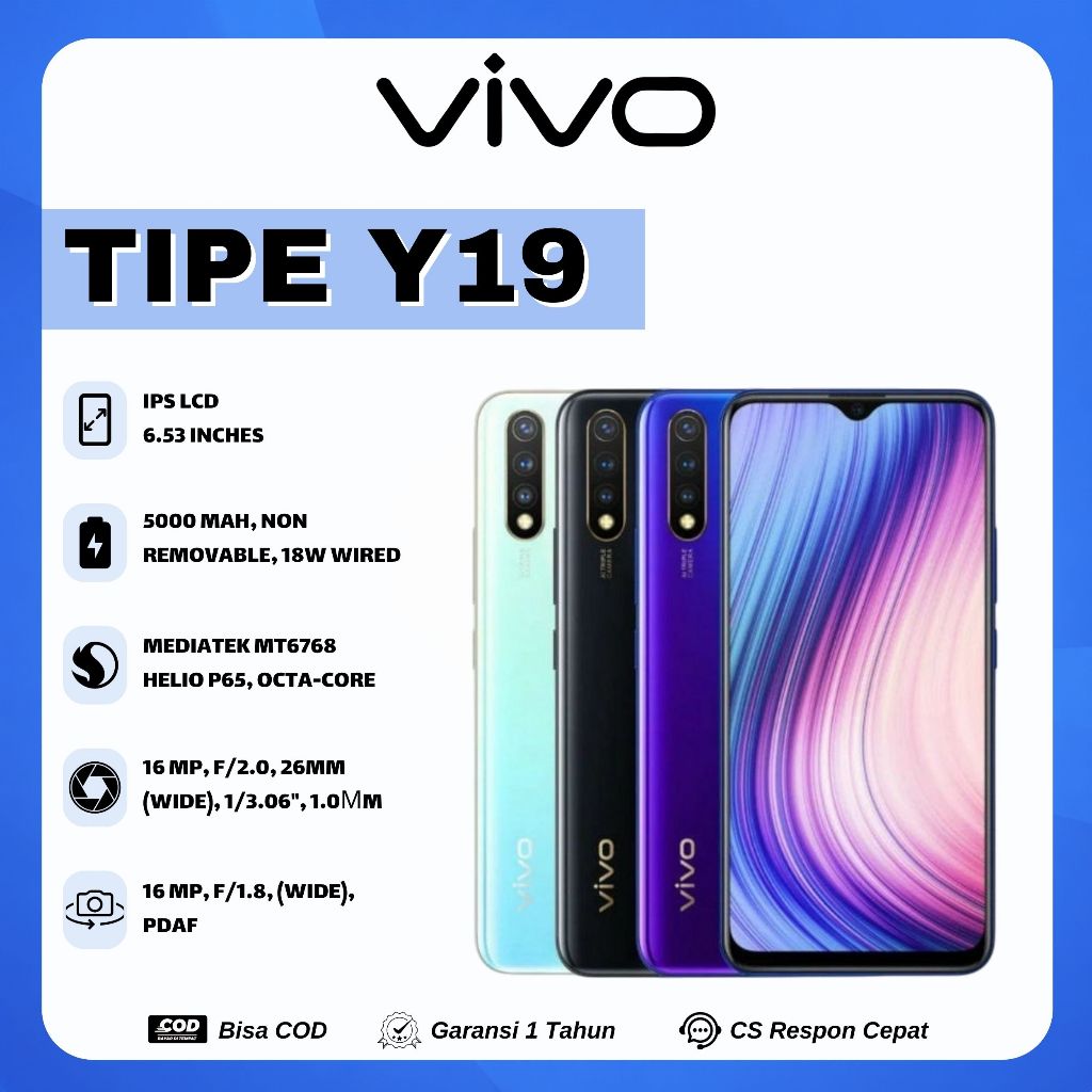 HP VIVO Y19 RAM 8/256GB 4G Smartphone Fullset Garansi 1 Tahun