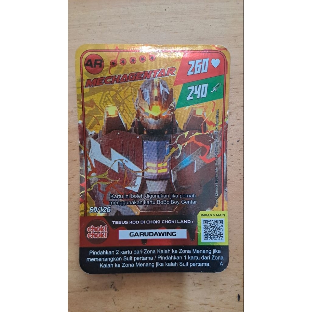 Kartu Boboiboy AR hologram