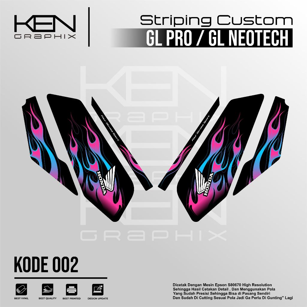 STICKER MOTOR HONDA GL PRO/DECAL MOTOR GL PRO/DECAL VARIASI GL PRO /KODE 002