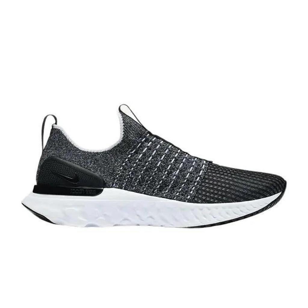 Sepatu Lari Slip On Pria Nike React Phantom Run Flyknit 2 Black White CJ0277-003 AFO