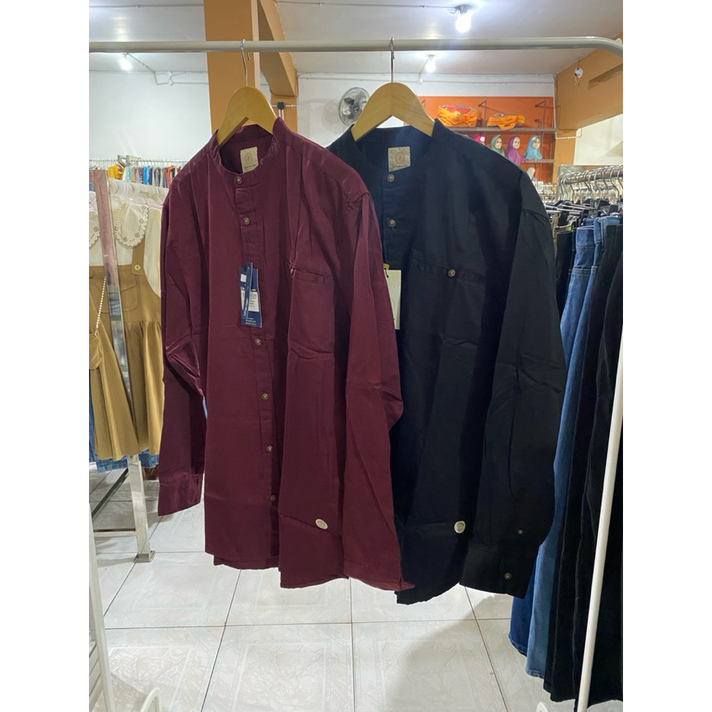 Kemeja Koko Sajuak Dewasa Lengan Panjang Pria Polos Modern