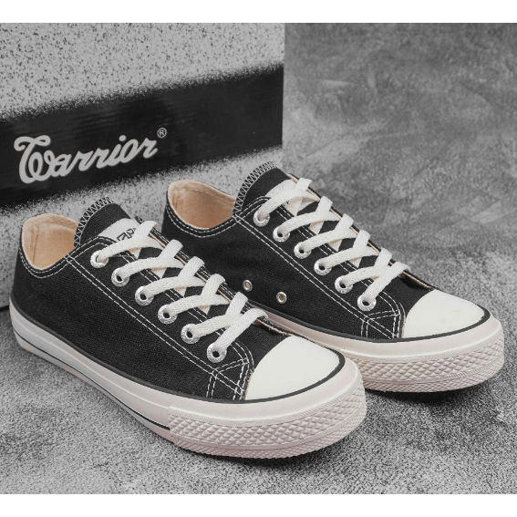 Sepatu Warrior Athena Low Hitam Putih / Sepatu Warrior Athena LCBlack / White - Sepatu Sekolah Warri