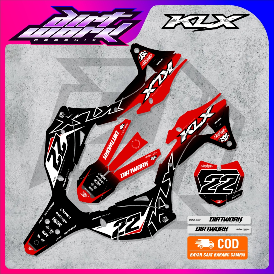 DECAL KLX GORDON FULLBODY MOTIF SIMPLE KEREN TERBARU  HOLOGRAM CHROME GLOSSY BY DIRTWORK.GRAPHIX