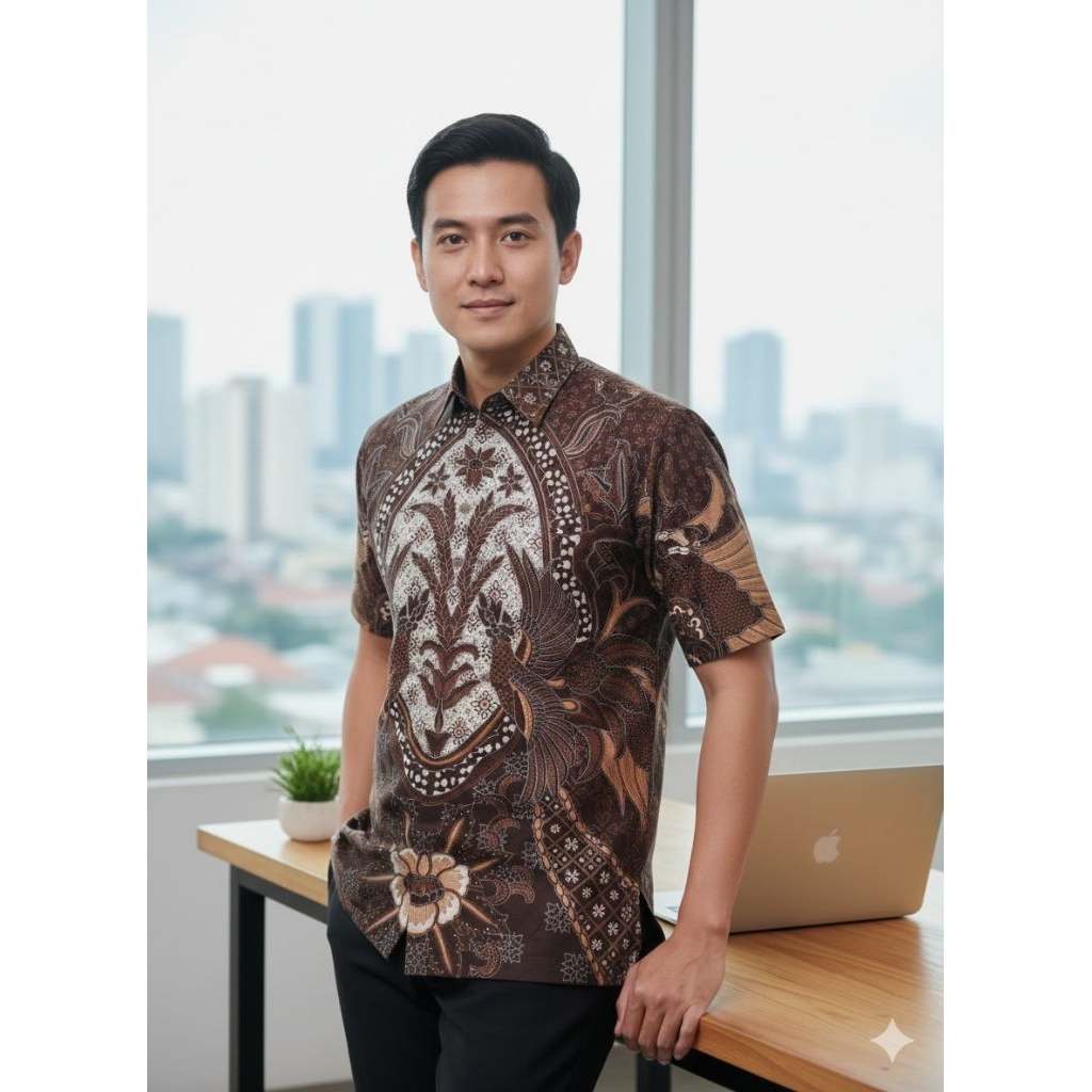Mahogany kemeja batik pria lengan pendek