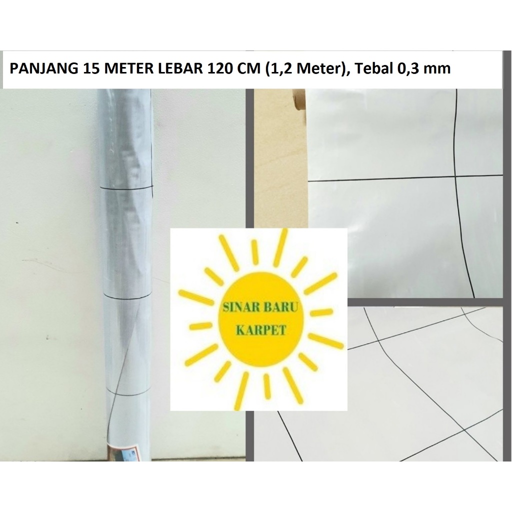 Karpet Lantai Plastik Vinyl 1 ROLL Panjang 15 Meter Lebar 1.2m MOTIF KERAMIK POLOS (SESUAI GAMBAR)