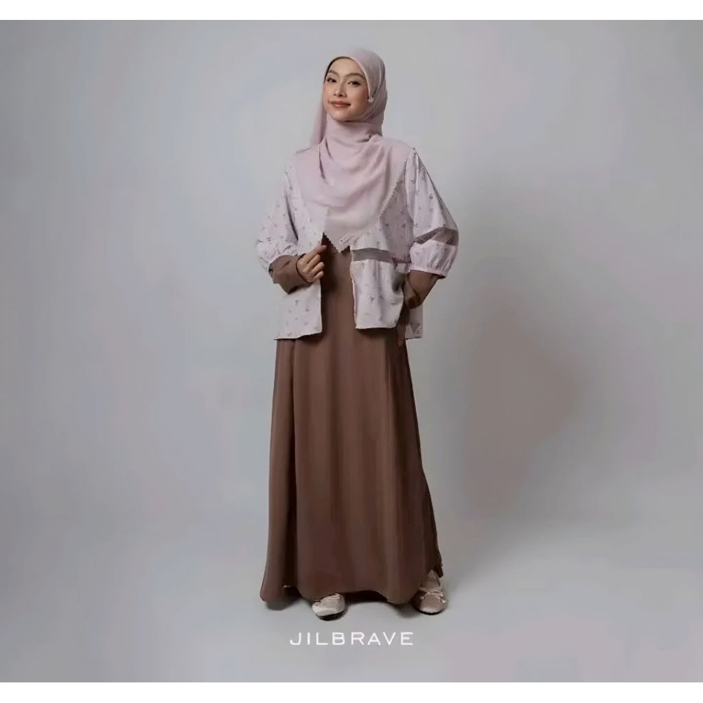 Jilbrave Keira Dress Pink Mocca XXL Gamis Lebaran New