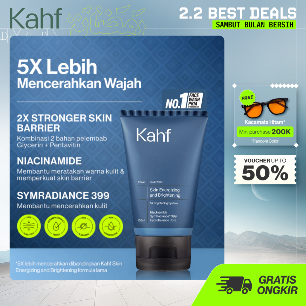 NEW LOOK BETTER FORMULA Kahf Face Wash Skin Energizing and Brightening 100 ml - Sabun Cuci Muka Pria