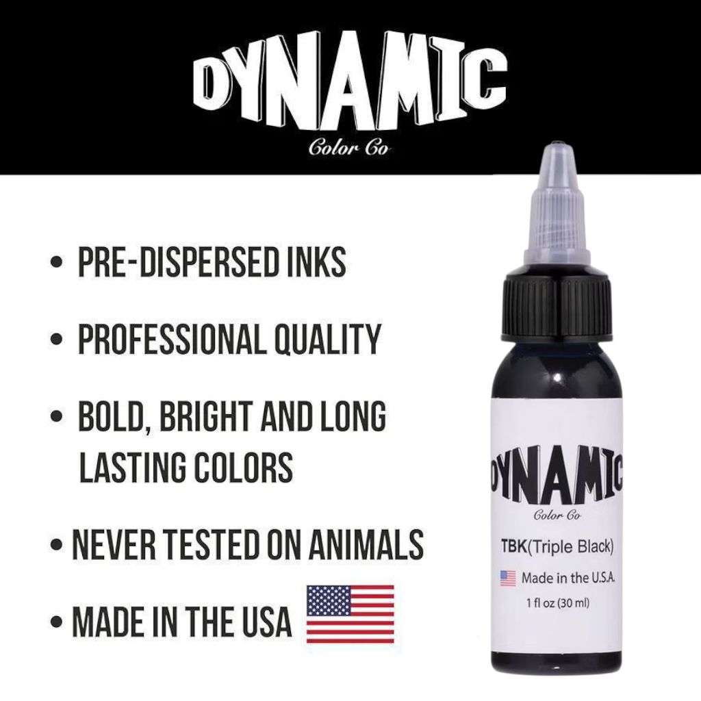 Tinta Tato Dynamic Triple Black TBK Original USA 1oz 30ml – Hitam Pekat TRIPLEBLACK | Dynamic Tattoo