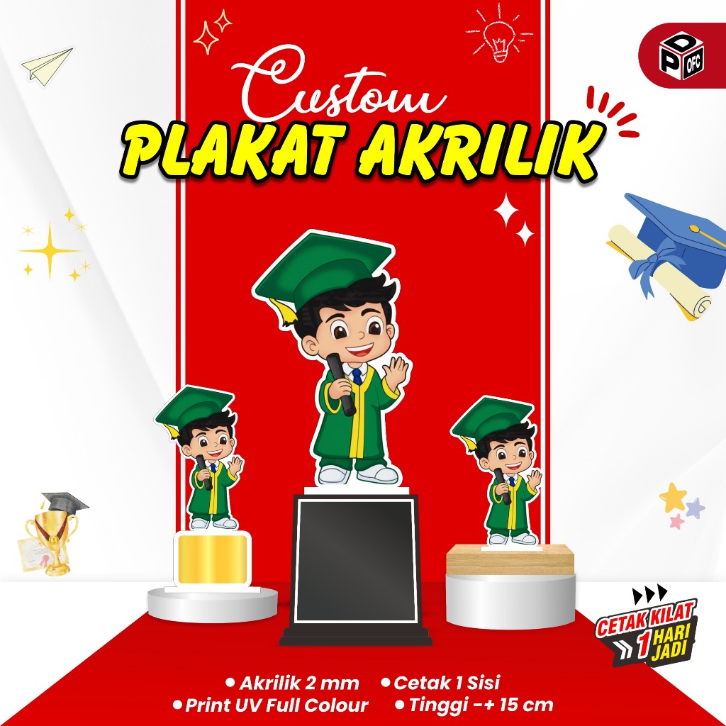 Piala Wisuda Sekolah Akrilik TK, Paud, SD, SMP