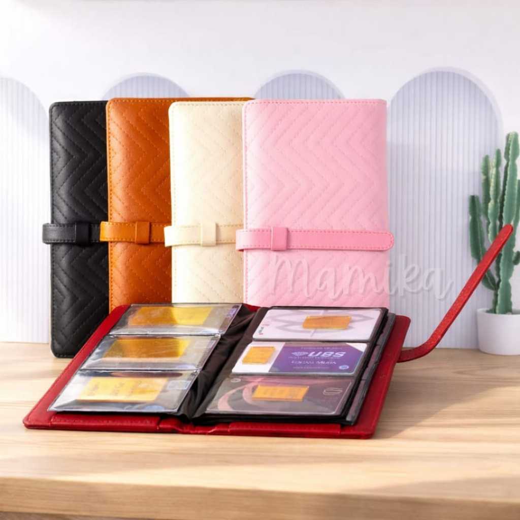 Mamika - Dompet Album Logam Mulia Emas Batangan Kulit Sintetis 72 Slot 3 Susun Dompet Emas Lily