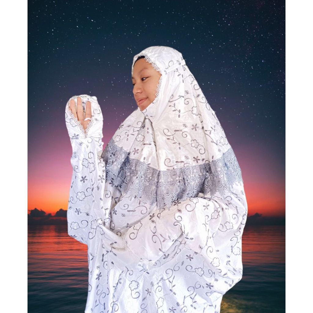 Mukena Sutra Jepang/Mukena Terusan/Mukena Sutra/Mukena Mewah/Mukena Lamaran