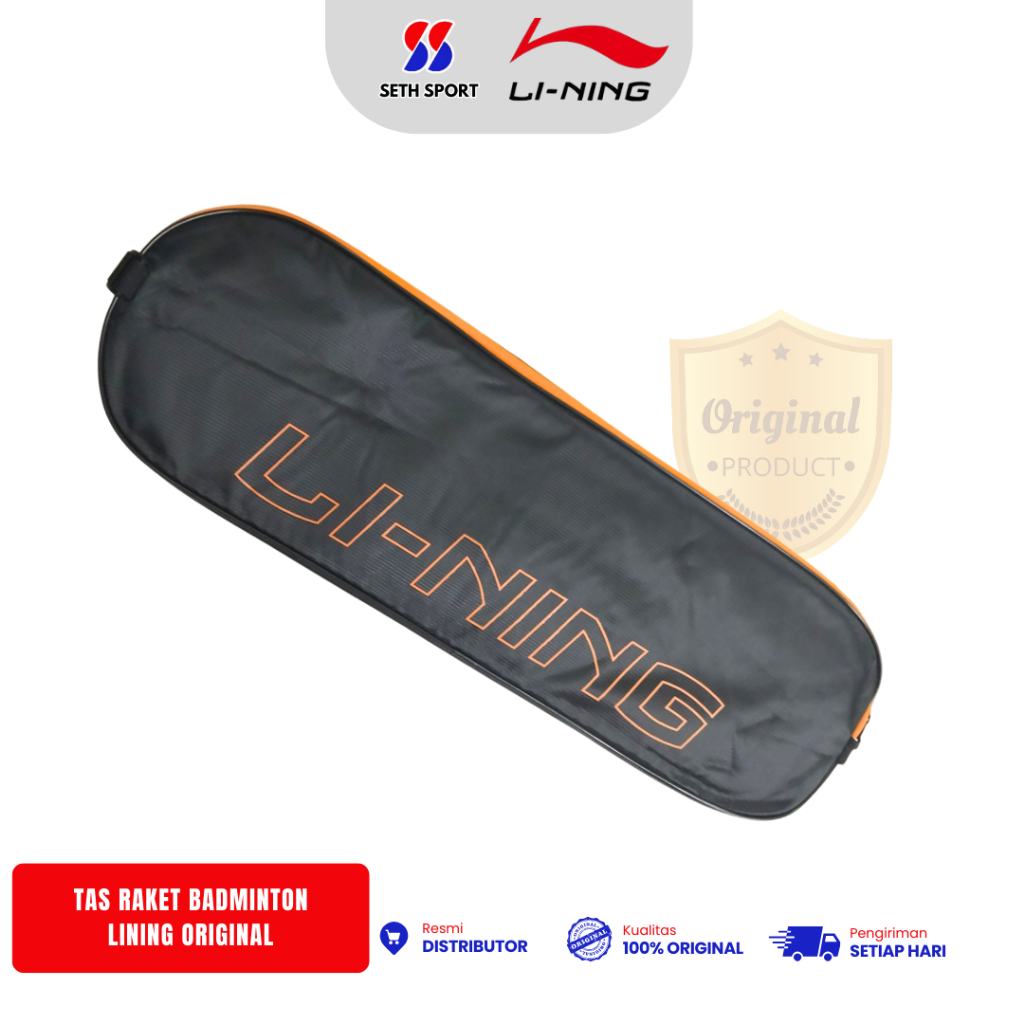 Tas Raket Badminton 1R Lining Original- Hijau Stabilo/Orange