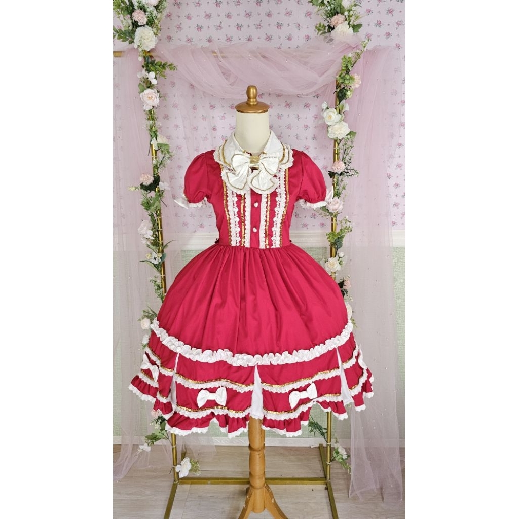Red Gold Lolita Bodyline Jepang Baju Imlek Merah Kawaii
