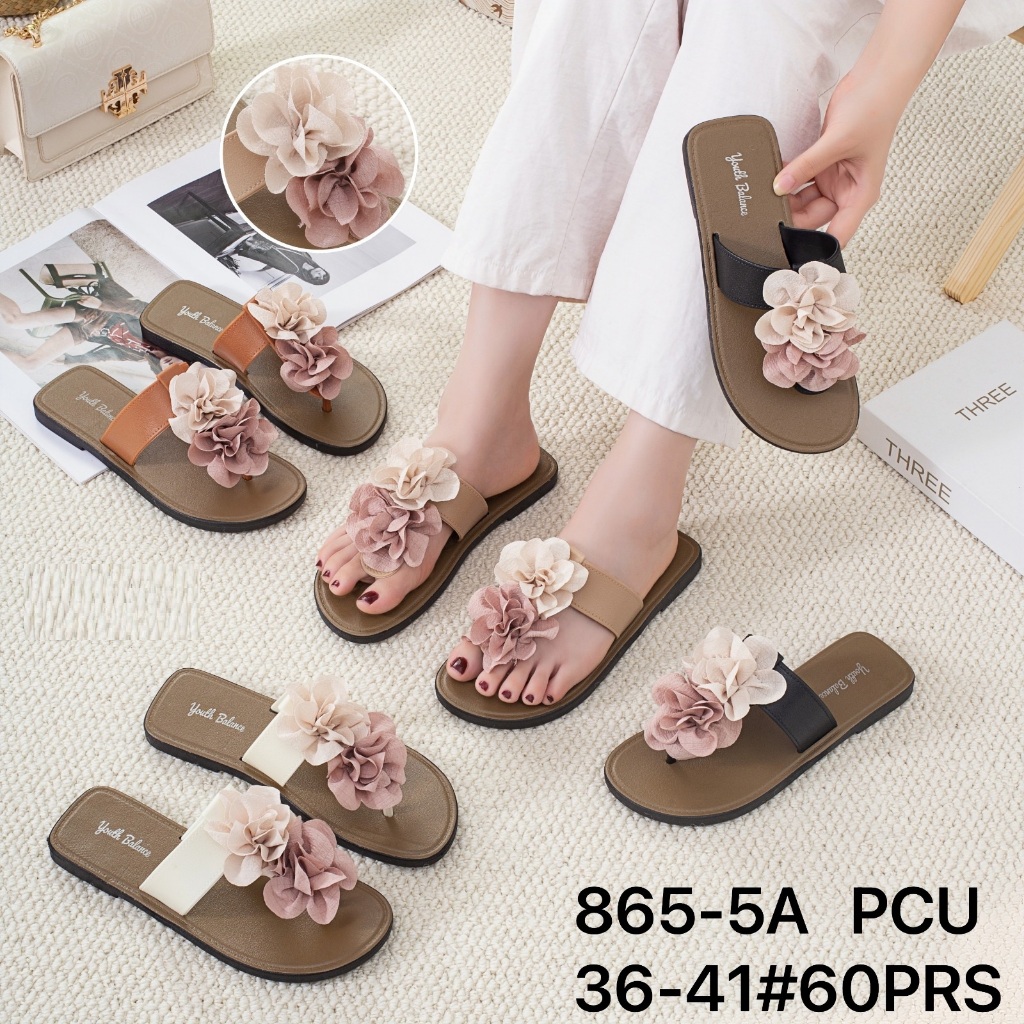 Sendal Flat Wanita Sandal Slop Jelly Motif Bunga Import Premium 865