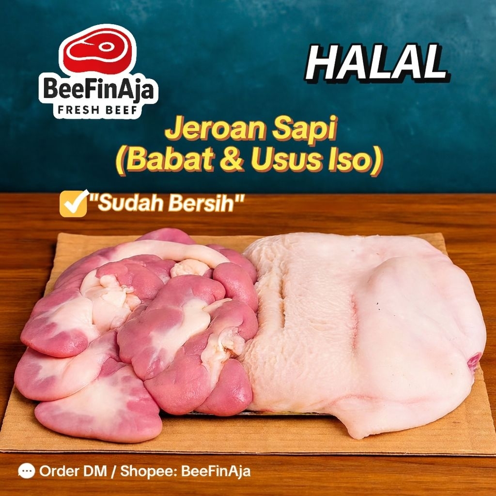 Jeroan Sapi Premium (Babat & Usus Iso) Sudah Bersih