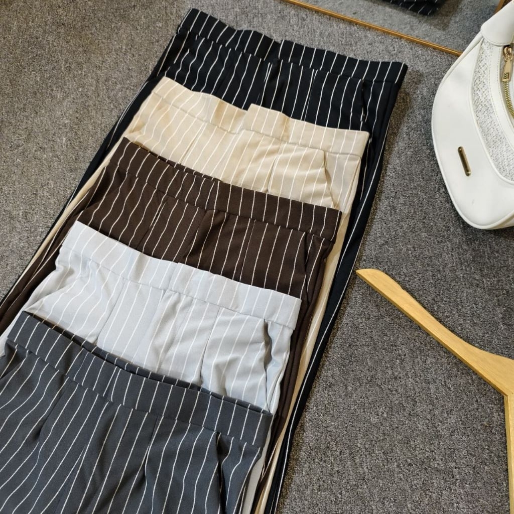 Flare Pants Stripe Bangkok - Celana Semi Cutbray Premium - Cutbray Highwaist