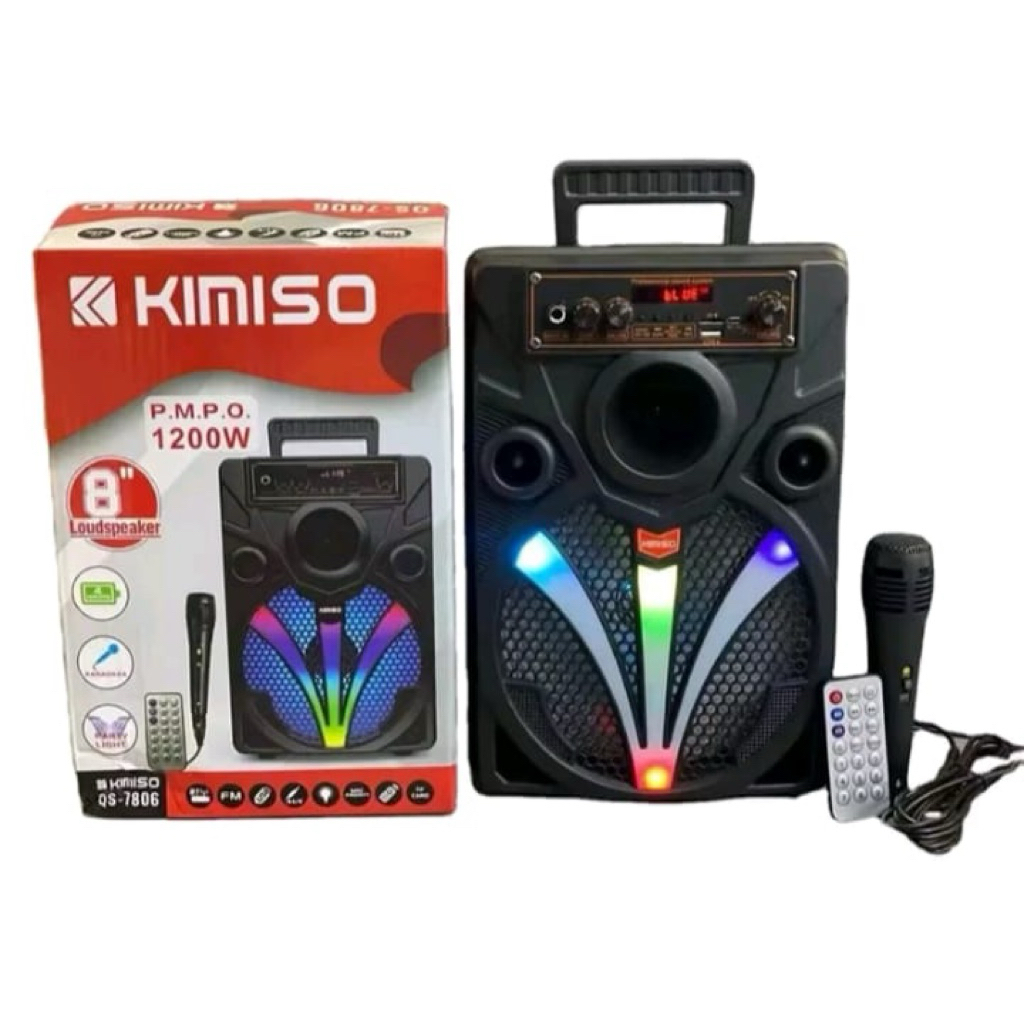 Karaoke Speaker 7806 8 inchi Bluetooth Portable Extra Bass brain power Free Microphone QS 7806