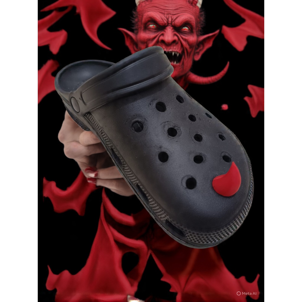 Pin Hiasan Sendal Kodok MOdel Tanduk Vampir | Jibbitz Tanduk