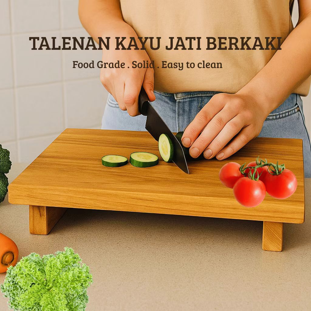 Talenan Kayu Berkaki_talenan kayu anti jamur _Talenan kayu aesthetic