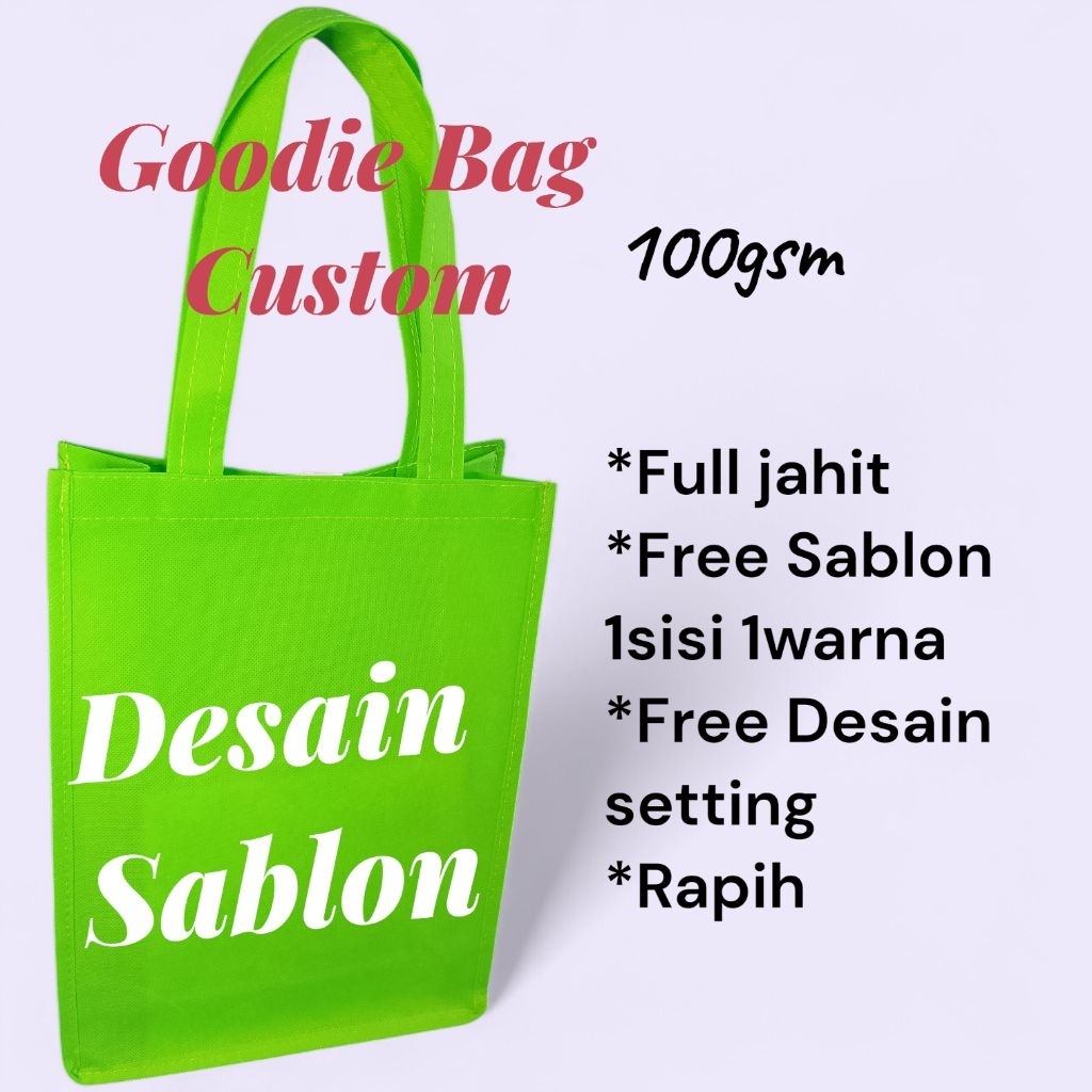 Goodiebag custom jahit, goodiebag spunbond, tas custom
