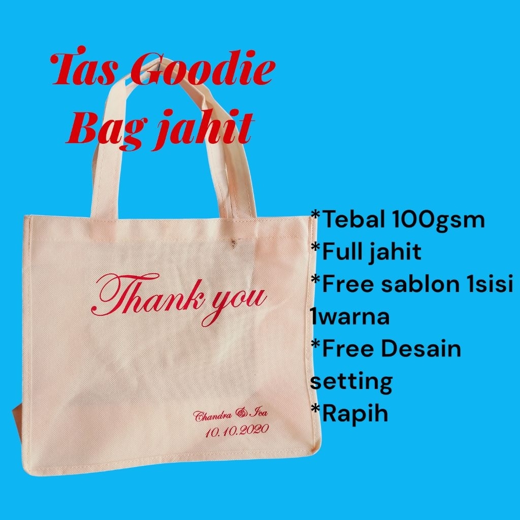 Goodie bag custom, goodiebag jahit, tas spunbond