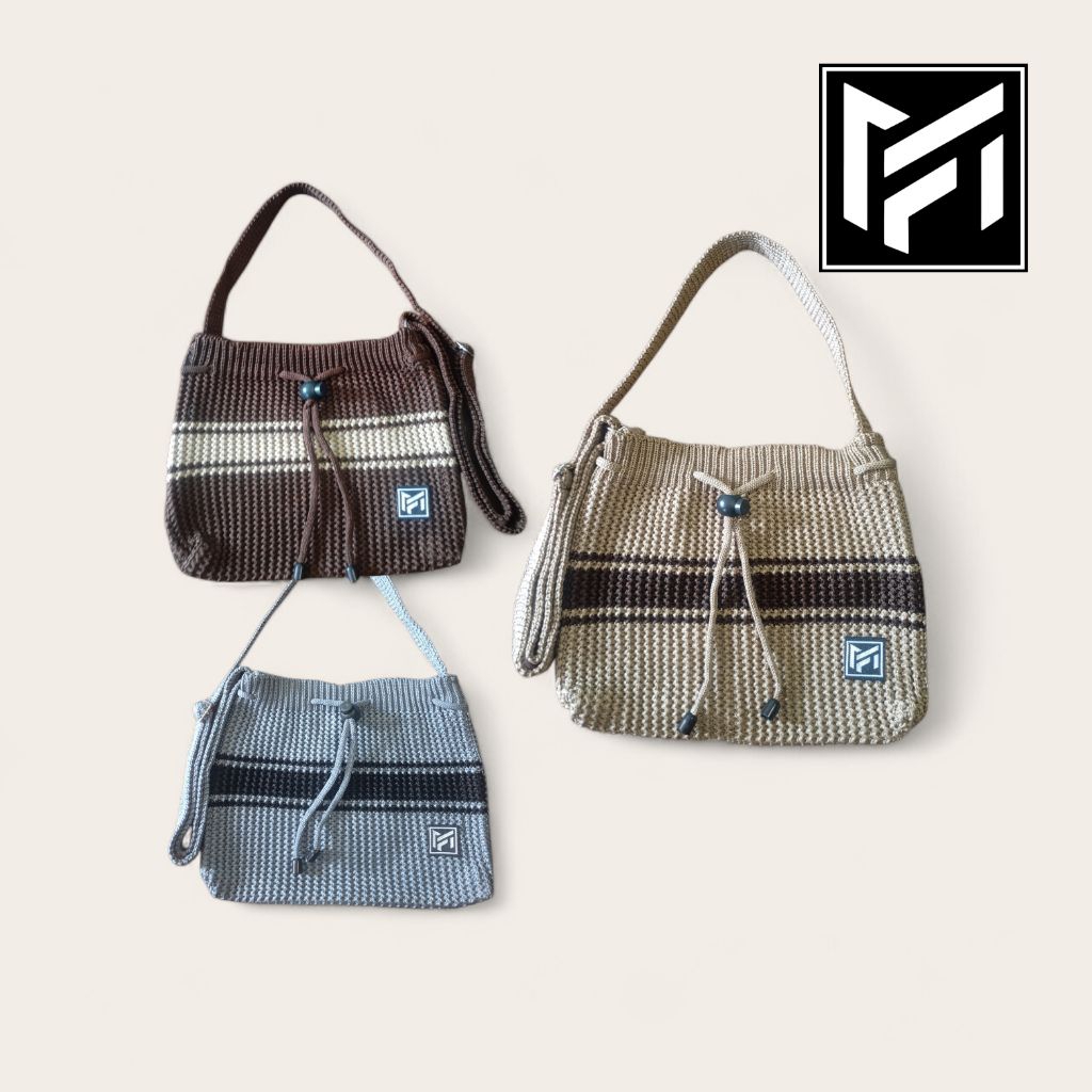 tas HP rajut strip tas selempang wanita terbaru anyaman