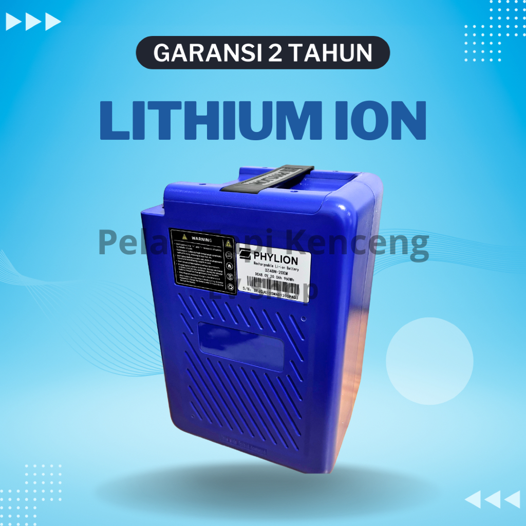 Baterai Lithium Sepeda Listrik Phylion 48v 24ah Posisi Baterai Berdiri