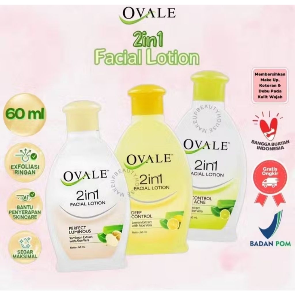 Toner Ovale 2 in 1 facial lotion bengkoang / lemon extract / Toner wajah ovale