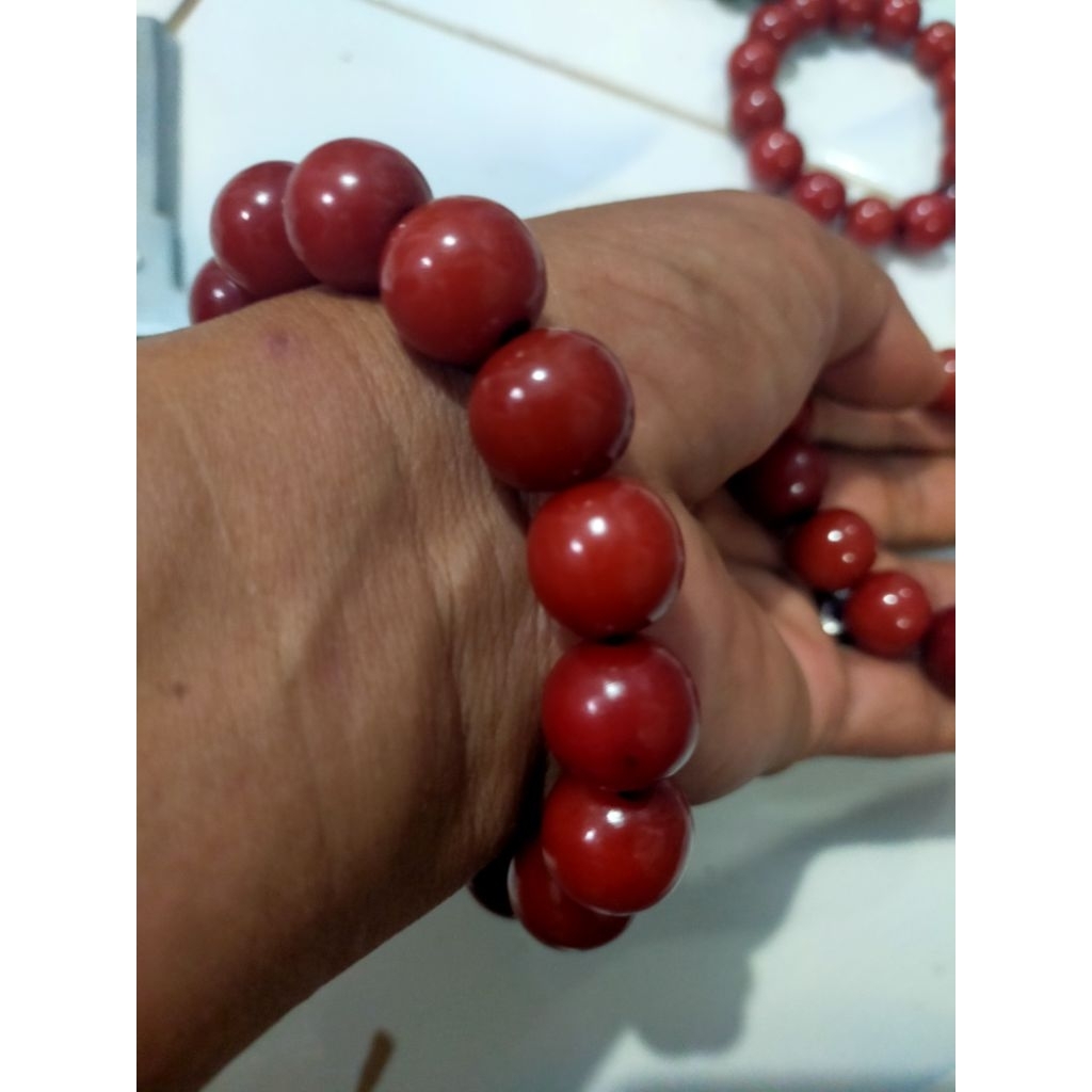 gelang tasbih kokka jawa merah 12mm+ /pocok lontar biji gebang