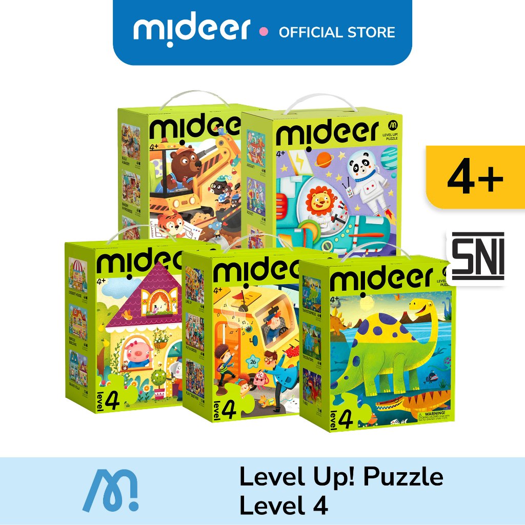Mideer - Level Up Puzzle - Level 4 - Mainan Edukasi Puzzle Anak 4 Tahun