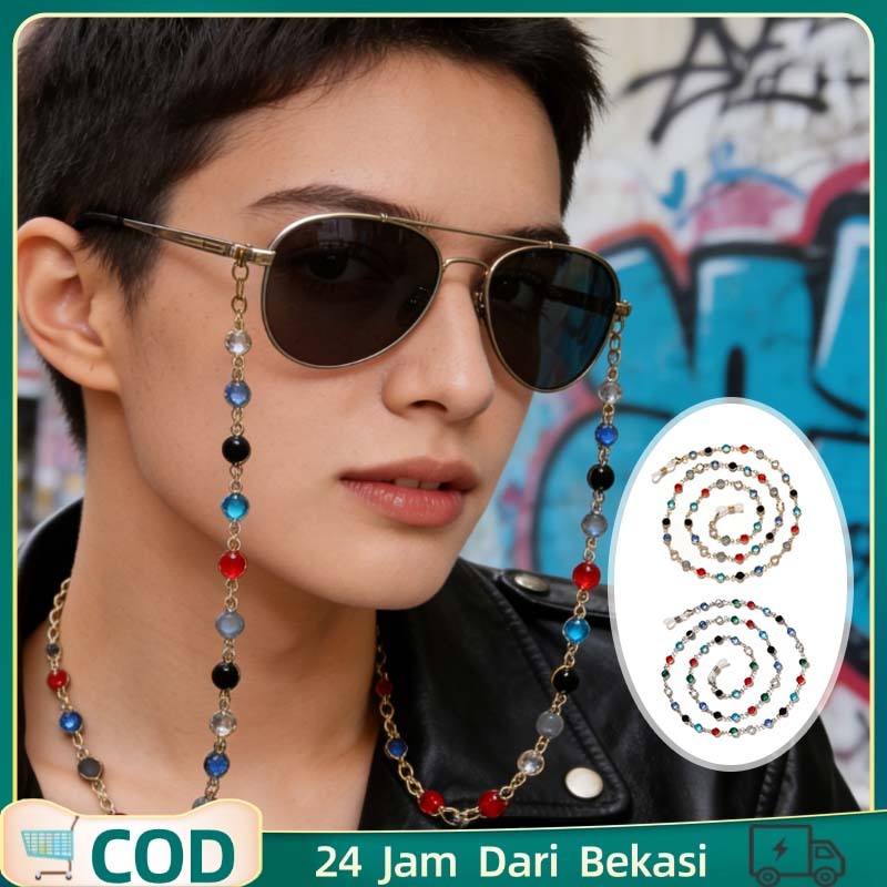 Rantai Kacamata 72cm Tali Rantai Kacamata Strap Kacamata Kristal Berwarna Tali Kacamata Wanita Premi