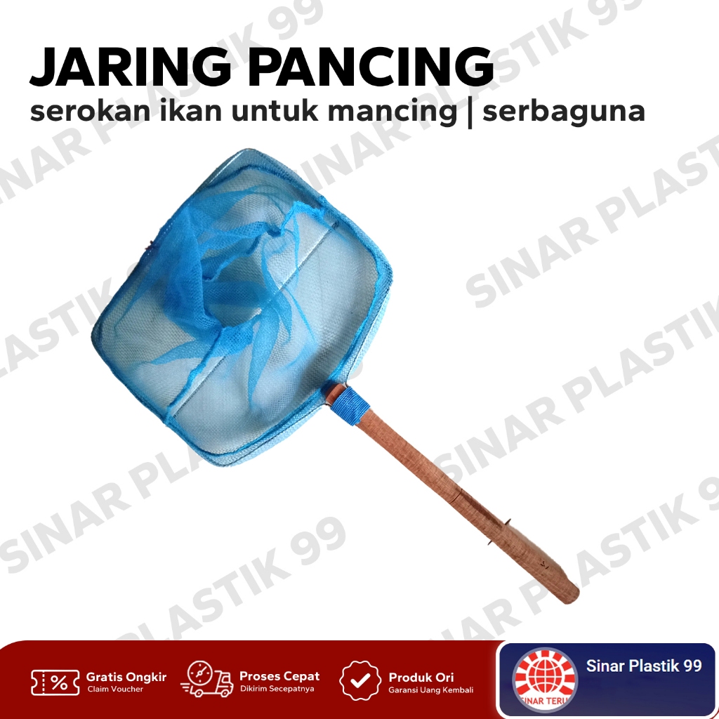 Serokan Ikan Pancing Gagang Kayu