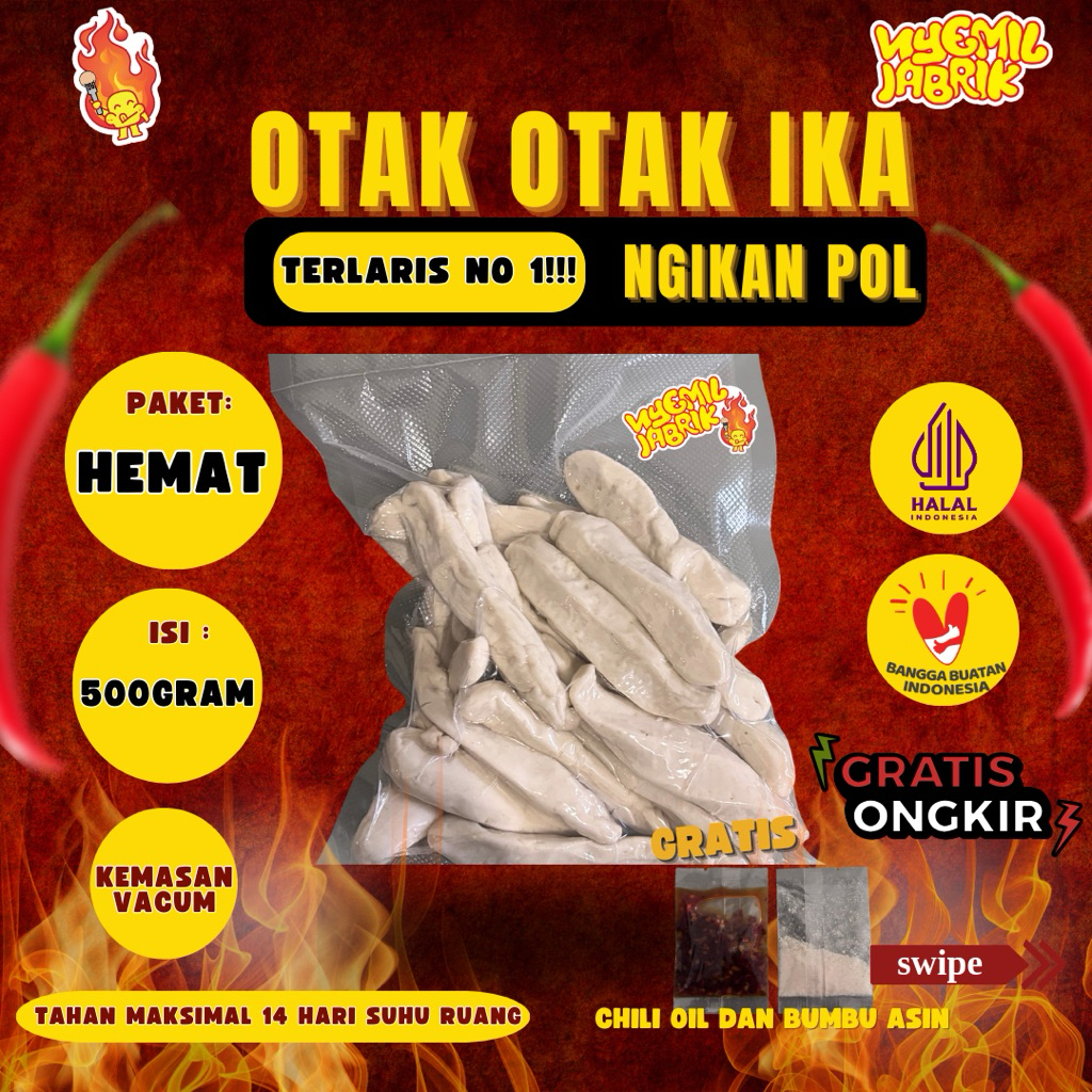 Otak Otak ngikan 500 gram Asli free chili oil dan bumbu asin gurih by Nyemil jabrik