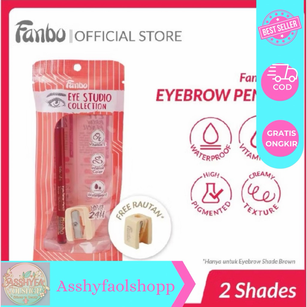 Fanbo Pencil Alis / Fanbo Fantastic Eyebrow Pensil Alis Brown Bonus Sikat Alis / Rautan